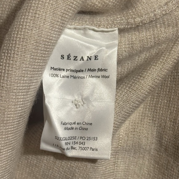 La‎ Maille Sezane Betty Cardigan Women's XXS Beige Crochet Trim 100% Merino Wool - Picture 6 of 7